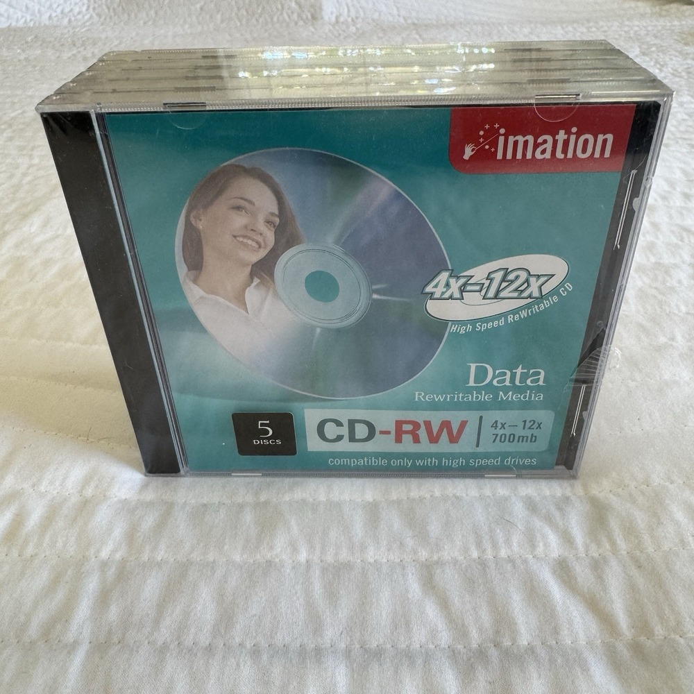 Imation CD-RW 700MB 4x-12x High Speed ReWritable Media 5 Pack Slim Jewel Cases